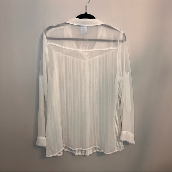 NWOT The Paragon White Sheer Sequin Blouse – Size S - Picture 2 of 7